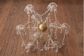 イタリア　高級品!　ベネチアンガラス　存在感抜群のガラスドロップシャンデリア(9灯、天井照明、ヴェネツィアン・グラス)