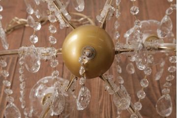 イタリア　高級品!　ベネチアンガラス　存在感抜群のガラスドロップシャンデリア(9灯、天井照明、ヴェネツィアン・グラス)