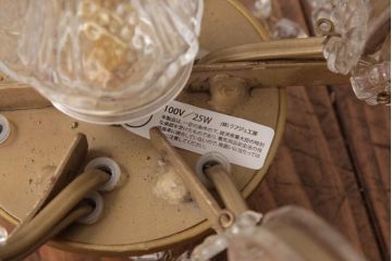 イタリア　高級品!　ベネチアンガラス　存在感抜群のガラスドロップシャンデリア(9灯、天井照明、ヴェネツィアン・グラス)