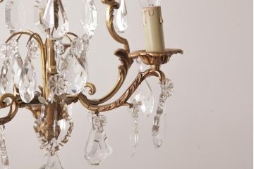 フランスビンテージ　可憐でおしゃれな雰囲気あふれるケージ型シャンデリア(3灯、天井照明、吊り下げ照明)