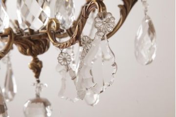 フランスビンテージ　可憐でおしゃれな雰囲気あふれるケージ型シャンデリア(3灯、天井照明、吊り下げ照明)