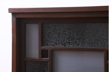 ラフジュ工房オリジナル　大正期　古建具リメイク　当時もの色ガラスがアクセントの戸棚(収納棚、サイドボード)