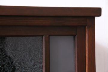 ラフジュ工房オリジナル　大正期　古建具リメイク　当時もの色ガラスがアクセントの戸棚(収納棚、サイドボード)