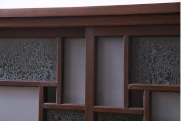 ラフジュ工房オリジナル　大正期　古建具リメイク　当時もの色ガラスがアクセントの戸棚(収納棚、サイドボード)