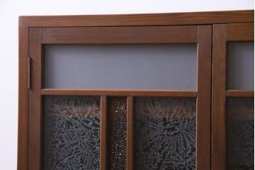 ラフジュ工房オリジナル　古建具リメイク　3種類のレトロガラスを使った趣きあふれる収納棚(本箱、戸棚)