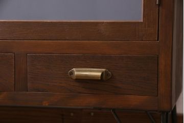 ラフジュ工房オリジナル　古建具リメイク　3種類のレトロガラスを使った趣きあふれる収納棚(本箱、戸棚)