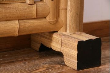 中古　竹細工　鶴・松彫刻　網代編み　立体的な意匠が存在感を放つ衝立(間仕切り、パーテーション)(定価約50万円)(R-035027 )