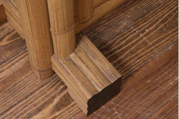 中古　竹細工　鶴・松彫刻　網代編み　立体的な意匠が存在感を放つ衝立(間仕切り、パーテーション)(定価約50万円)(R-035027 )