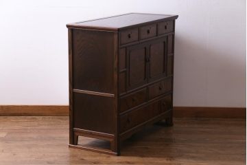 中古　指物家具　吉蔵　端正でおおらかな雰囲気漂う李朝スタイルの収納棚(小箪笥、引き出し、戸棚)(定価約47万円)