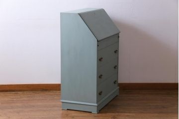 ペイント家具　中古　イタリア　淡い色合いが優しく上品な印象与えるライティングビューロー(デスク、在宅ワーク、在宅用チェスト)