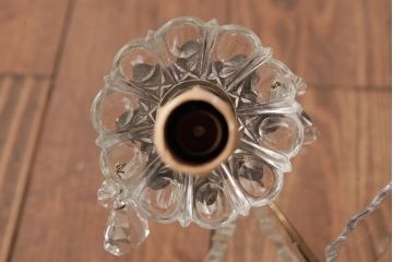 フランスアンティーク　3段になった装飾が豪華なガラスドロップシャンデリア(4灯、天井照明、吊り下げ照明)(R-035030)