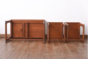 ヴィンテージ家具　北欧ビンテージ　McIntosh(マッキントッシュ)　拡張天板付き!多機能なチーク材製ネストテーブル(エクステンションテーブル)(1)