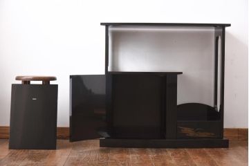 中古　極上品!　輪島漆器　輪島塗　大雅堂　大角裕二　山水蒔絵・螺鈿　飾り棚(定価約237万円)