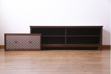 ラフジュ工房オリジナル　組子戸リメイク　斜め格子の建具が魅力的なローボード(戸棚、テレビボード)