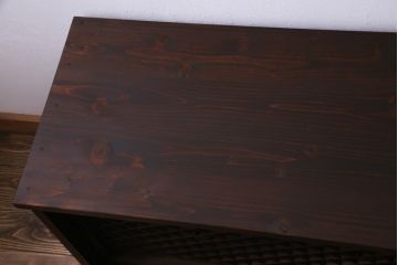 ラフジュ工房オリジナル　組子戸リメイク　斜め格子の建具が魅力的なローボード(戸棚、テレビボード)