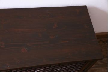 ラフジュ工房オリジナル　組子戸リメイク　斜め格子の建具が魅力的なローボード(戸棚、テレビボード)