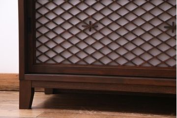 ラフジュ工房オリジナル　組子戸リメイク　斜め格子の建具が魅力的なローボード(戸棚、テレビボード)