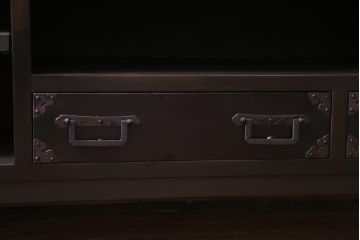 ラフジュ工房オリジナル　引き出しリメイク　黒漆塗り　格好の良い渋い趣のローボード(収納棚)