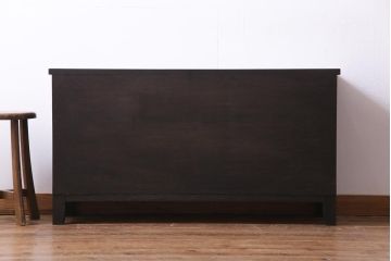 ラフジュ工房オリジナル　引き出しリメイク　黒漆塗り　格好の良い渋い趣のローボード(収納棚)