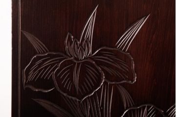 中古　伝統工芸　日光彫り　牡丹・菖蒲　星打ちの意匠が素敵な小引き出し(小物収納)