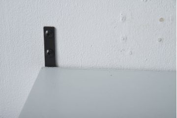 ラフジュ工房オリジナル　すりガラス入り　フレンチグレーとネイビーペイントのウォールシェルフ(壁掛け収納棚、戸棚、ウォールキャビネット)