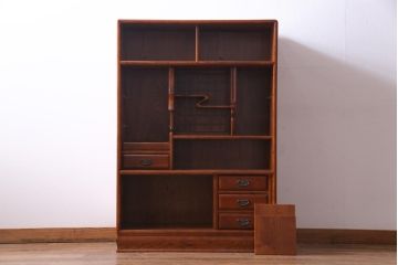 中古　田中家具　二本松伝統家具　丁寧な意匠ながらも迫力のある茶タンス(茶箪笥、茶棚)(定価約45万円)