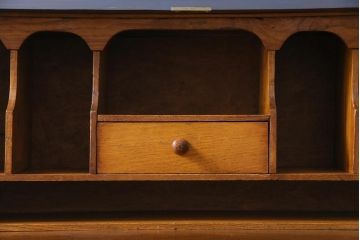 アンティーク家具　アンティーク　ステンドグラスと猫脚が素敵なペイントライティングビューロー(ビューローブックケース、ワークデスク、在宅ワーク、在宅用)