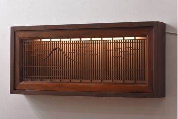 ラフジュ工房オリジナル　古建具リメイク　片面ガラス　富士が素敵な組子欄間の壁付け照明(ウォールランプ)
