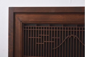 ラフジュ工房オリジナル　古建具リメイク　片面ガラス　富士が素敵な組子欄間の壁付け照明(ウォールランプ)