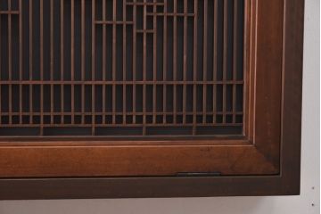 ラフジュ工房オリジナル　古建具リメイク　片面ガラス　富士が素敵な組子欄間の壁付け照明(ウォールランプ)