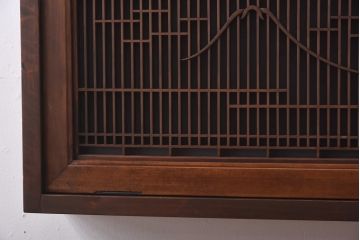 ラフジュ工房オリジナル　古建具リメイク　片面ガラス　富士が素敵な組子欄間の壁付け照明(ウォールランプ)