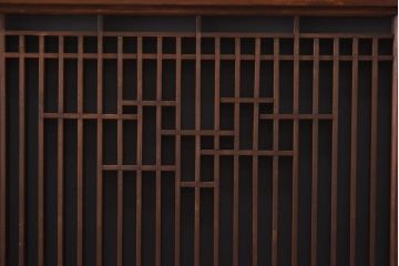 ラフジュ工房オリジナル　古建具リメイク　片面ガラス　富士が素敵な組子欄間の壁付け照明(ウォールランプ)