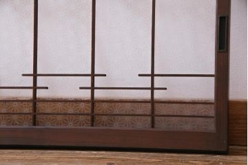 ラフジュ工房オリジナル　当店オリジナルガラス入り　味わい深い建具の脚付きテレビボード(リビングボード、サイドボード、戸棚)