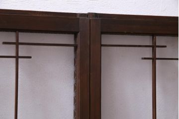 ラフジュ工房オリジナル　当店オリジナルガラス入り　味わい深い建具の脚付きテレビボード(リビングボード、サイドボード、戸棚)