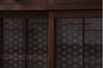ラフジュ工房オリジナル　当店オリジナルガラス入り　味わい深い建具の脚付きテレビボード(リビングボード、サイドボード、戸棚)