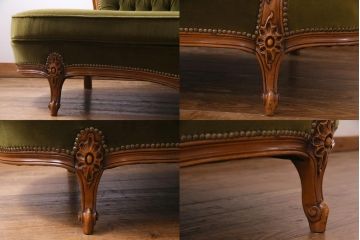 ヴィンテージ家具　イギリスビンテージ　クラシカルな佇まいが魅力的なシェーズロング(ソファ、カウチソファ)