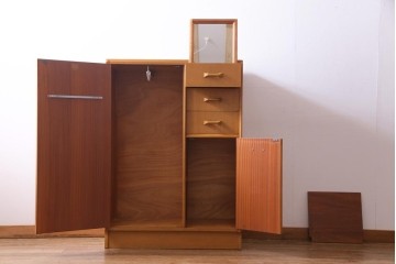 ヴィンテージ家具　北欧ビンテージ　G-PLAN(ジープラン)　Brandon(ブランドン)　ハンガー掛け付き　オーク材製のスモールワードローブ(収納棚、戸棚、キャビネット)(R-035085)