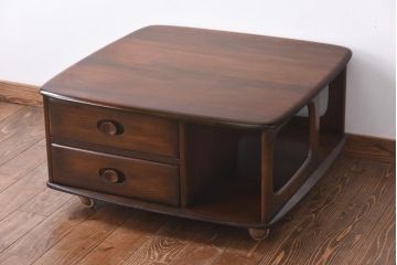 ヴィンテージ家具　イギリスビンテージ　ERCOL(アーコール)　リビングで差をつける希少なパンドラボックスコーヒーテーブル(ローテーブル)