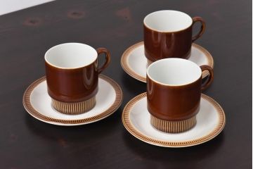 イギリスビンテージ　Poole Pottery(プール・ポタリー)　コンパクトシリーズ　カップ&ソーサー3客セット(1)