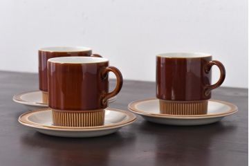 イギリスビンテージ　Poole Pottery(プール・ポタリー)　コンパクトシリーズ　カップ&ソーサー3客セット(1)