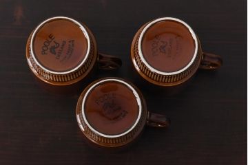イギリスビンテージ　Poole Pottery(プール・ポタリー)　コンパクトシリーズ　カップ&ソーサー3客セット(1)