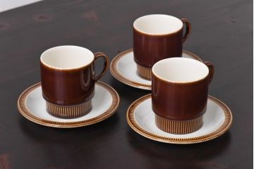 イギリスビンテージ　Poole Pottery(プール・ポタリー)　コンパクトシリーズ　カップ&ソーサー3客セット(2)