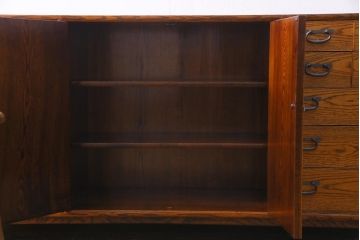 中古　福井木工所　福健　黄肌家具　匠　拭き漆仕上げ　五尺巾サイドボード(リビングボード)(定価約36.7万円)