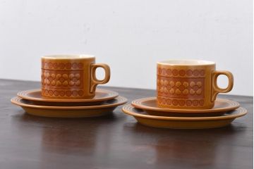 イギリスビンテージ　HORNSEA(ホーンジー)　Saffron(サフラン)　レトロでかわいらしいトリオ2客セット(3)
