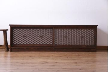ラフジュ工房オリジナル　組子戸リメイク　斜め格子がおしゃれなローボード(戸棚、テレビボード)