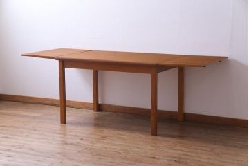 ヴィンテージ家具　北欧ビンテージ　デンマーク　ナチュラルな雰囲気のエクステンションテーブル(ドローリーフテーブル、ダイニングテーブル)