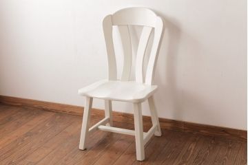 中古輸入家具　オランダ製　さわやかなホワイトカラーのダイニングチェア(椅子、イス、板座チェア)(R-035109)