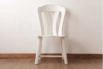 中古輸入家具　オランダ製　さわやかなホワイトカラーのダイニングチェア(椅子、イス、板座チェア)(R-035109)