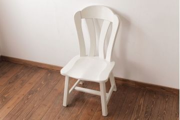 中古輸入家具　オランダ製　さわやかなホワイトカラーのダイニングチェア(椅子、イス、板座チェア)(R-035109)