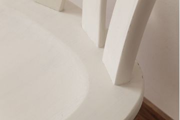 中古輸入家具　オランダ製　さわやかなホワイトカラーのダイニングチェア(椅子、イス、板座チェア)(R-035109)